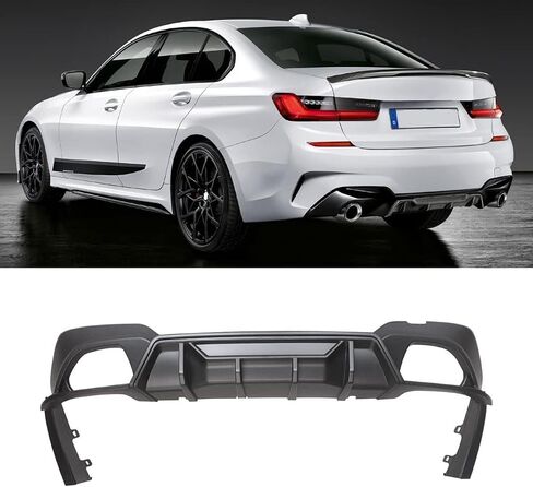 الناشر الخلفي لـ BMW 3 Series G20 M Sport 330i 340i 320i 330e M340i 2019-2022 Gloss Black ABS Pumper Lip Spoiler Lower Lower in Kuwait