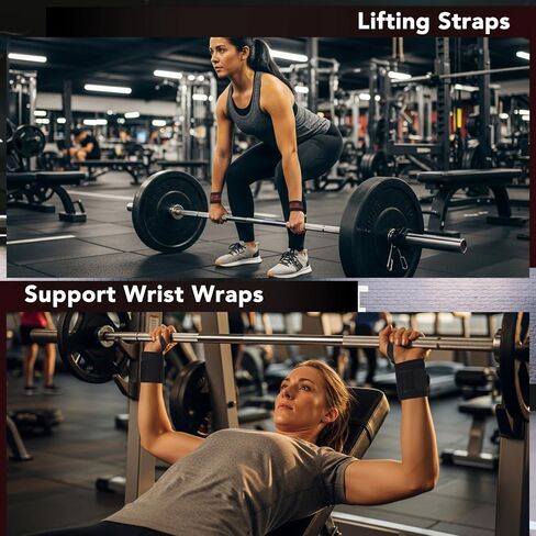 Wrist Wraps for Weightlifting & Lifting Straps Set for Strength Training, Deadlifting, Powerlifting Gym Straps, Durable Wrist Support for Men & Women in Saudi Arabia