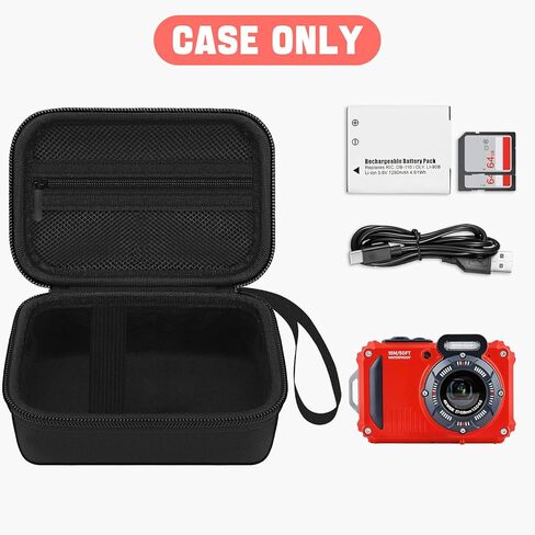 حافظة على الكاميرا الرقمية المقاومة للماء Kodak Pixpro WPZ2 ، وهي حالة كاميرا فوتوغرافية كاملة 1080 بكسل مع جيب شبكي لكابل USB والبطارية والمحول ، Blackyellow (Case فقط) in Kuwait
