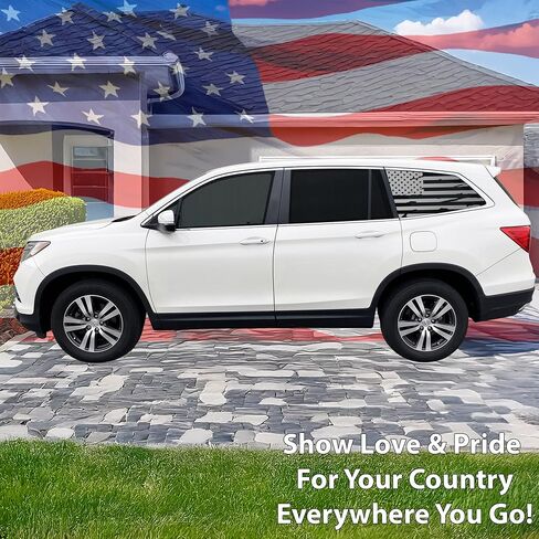BOGAR TECH DESIGNS Precut Quarter Window American Flag Vinyl Decal Sticker Compatible with Honda Pilot 2016-2022, Matte Black in Saudi Arabia