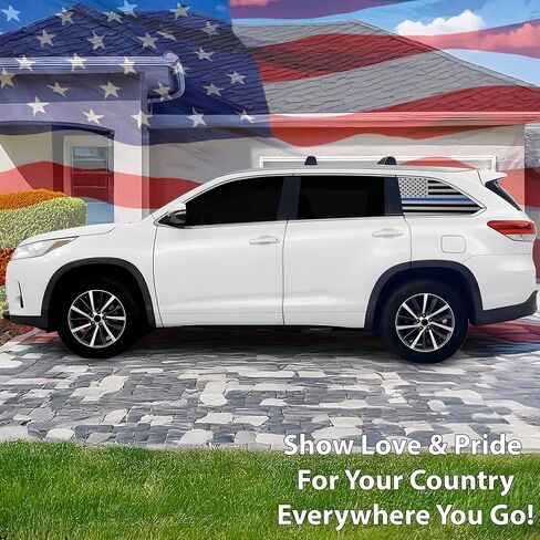ملصق من الفينيل بتصميم العلم الأمريكي مسبقًا من BOGAR TECH DESIGNS يناسب Toyota Highlander 2020-2025، أسود مطفي in Saudi Arabia