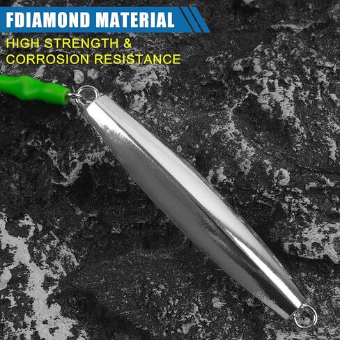 Diamond Jigs Fishing Saltwater Lures with Split Tube Tail and Stainless Steel Hook Metal Jigging Spoon Baits for Surf Fishing Bottom Bouncing Sinking Casting Jigging in Saudi Arabia