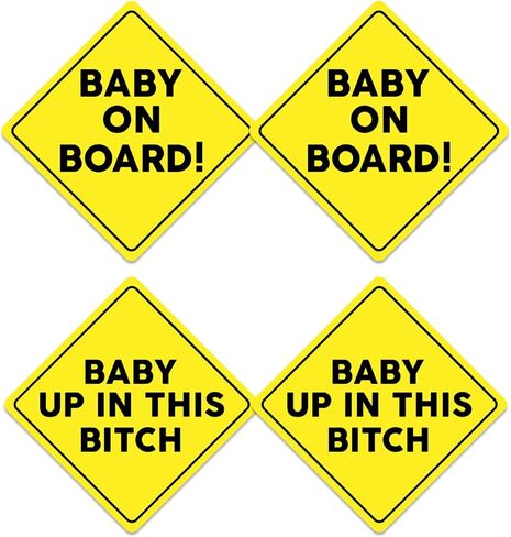 Pack 4 Pcs Baby On Board Sticker for Cars Trucks Walls Kids Girls Vehicle Safety Warning Sign Bumper Stickers Waterproof Reusable Removable Vinyl Decals Car Exterior Accessories in Kuwait