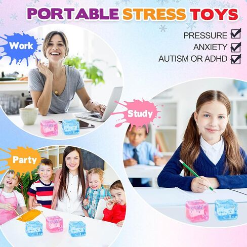 لعبة Ice Cube Toy لجميع الأعمار: 3 PCS ألعاب التململ الحسية ، كرات الإجهاد المربعة ، جوائز الفصول الدراسية ، هدية مكعبات الإغاثة من القلق للأطفال البالغين in Kuwait