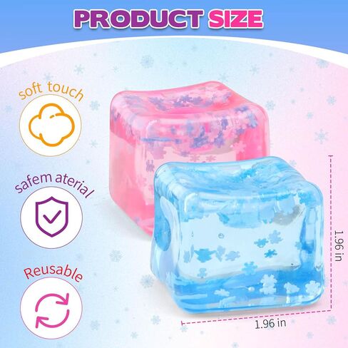 لعبة Ice Cube Toy لجميع الأعمار: 3 PCS ألعاب التململ الحسية ، كرات الإجهاد المربعة ، جوائز الفصول الدراسية ، هدية مكعبات الإغاثة من القلق للأطفال البالغين in Kuwait