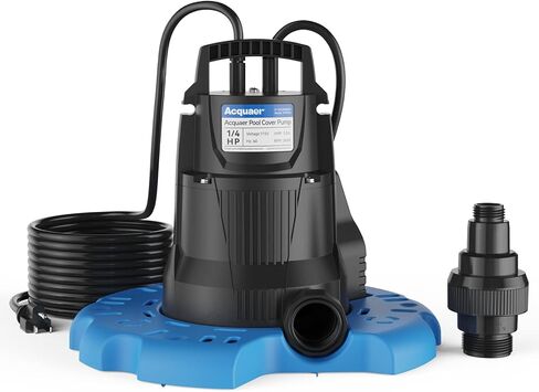 Acquaer 1/4 HP Automatic Swimming Pool Cover Pump, 115 V Submersible Pump with 3/4" Check Valve Adapter & 25ft Power Cord, 2250 GPH Water Removal for Pool, Hot Tubs, Rooftops, Water Beds and more in Kuwait