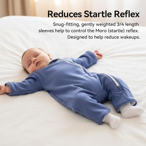 Baby Transition Sleep Sack 3-6 Months 100% Cotton Warm Thick Transition Swaddles for Newborns Infant Long Sleeve Sleep Sack with Feet Baby Wearable Blanket 2-Way Zipper Easy Diaper Changes in Saudi Arabia