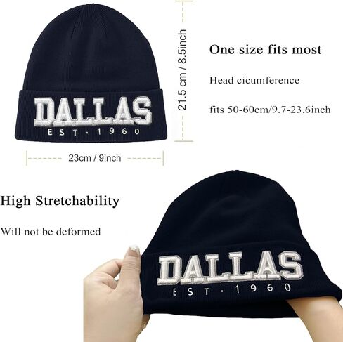 Football Beanie for Men and Women, Winter Knit Hat with City Name Embroidery Cap for Sports Fans Games in Saudi Arabia