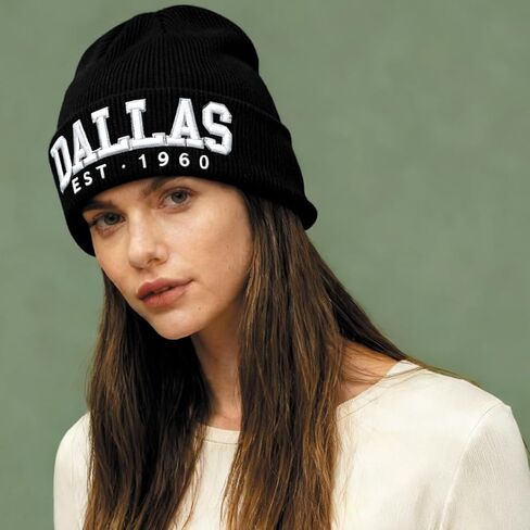 Football Beanie for Men and Women, Winter Knit Hat with City Name Embroidery Cap for Sports Fans Games in Saudi Arabia