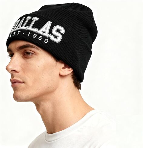 Football Beanie for Men and Women, Winter Knit Hat with City Name Embroidery Cap for Sports Fans Games in Saudi Arabia