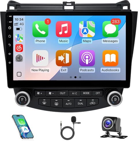 Radio for Honda Accord 8th 2008 2008 2010 2012 2013 مع Carplay & Android Auto ، شاشة 10.1 بوصة مع كاميرا النسخ الاحتياطي بلوتوث GPS التنقل (تناسب هوندا أكورد 2008-2013) in Kuwait