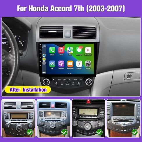 Radio for Honda Accord 8th 2008 2008 2010 2012 2013 مع Carplay & Android Auto ، شاشة 10.1 بوصة مع كاميرا النسخ الاحتياطي بلوتوث GPS التنقل (تناسب هوندا أكورد 2008-2013) in Kuwait