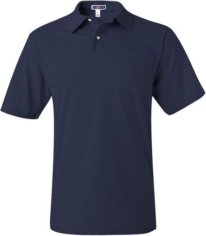 Jerzees 5.6 oz., 50/50 Jersey Pocket Polo with SpotShield, Large, BLACK in Saudi Arabia
