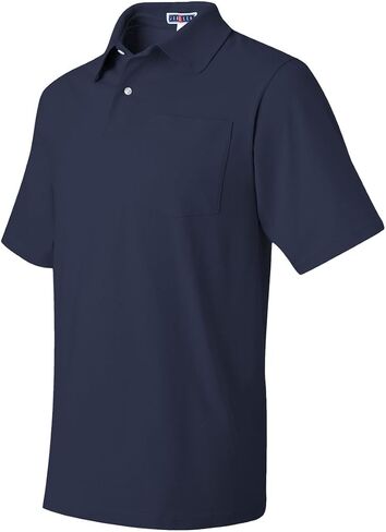 Jerzees 5.6 oz., 50/50 Jersey Pocket Polo with SpotShield, Large, BLACK in Saudi Arabia