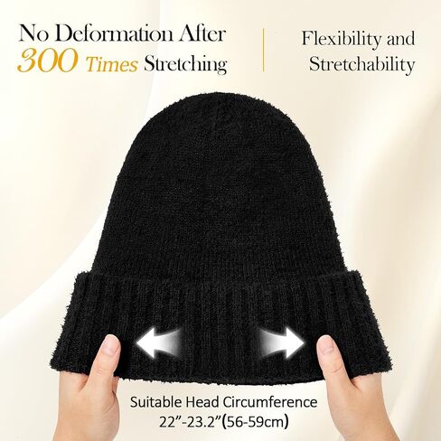 Satin Lined Slouchy Beanie Women-Winter Hats for Women Silk Lined Beanie for Winter Warm Cute Knit Hat in Saudi Arabia