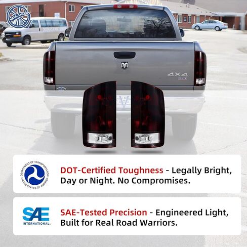 مصابيح ذيل روبي العميقة للفترة 2002-2006 دودج رام 1500 و 2003-2006 RAM 2500/3500 ، مجموعة كاملة مع لوحات ومصابيح الدائرة ، زوج استبدال OE المباشر (L#55077347AF/R#55077348AF) in Kuwait