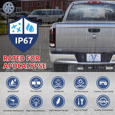 مصابيح ذيل روبي العميقة للفترة 2002-2006 دودج رام 1500 و 2003-2006 RAM 2500/3500 ، مجموعة كاملة مع لوحات ومصابيح الدائرة ، زوج استبدال OE المباشر (L#55077347AF/R#55077348AF) in Kuwait