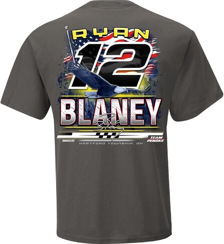 Checkered Flag Sports Ryan Blaney 2025 Menards Patriotic Eagle 2-Spot T-Shirt Gray in Saudi Arabia