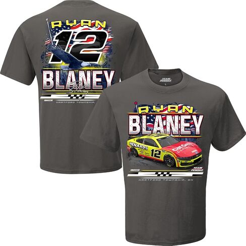 Checkered Flag Sports Ryan Blaney 2025 Menards Patriotic Eagle 2-Spot T-Shirt Gray in Saudi Arabia
