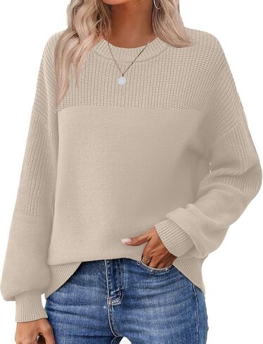 Zeagoo Women's 2025 Fall Chunky Knit Sweater Oversized Crewneck Long Sleeve Winter Cotton Pullover Sweaters Jumper Tops in Saudi Arabia
