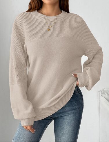 Zeagoo Women's 2025 Fall Chunky Knit Sweater Oversized Crewneck Long Sleeve Winter Cotton Pullover Sweaters Jumper Tops in Saudi Arabia