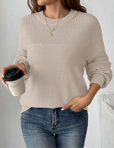 Zeagoo Women's 2025 Fall Chunky Knit Sweater Oversized Crewneck Long Sleeve Winter Cotton Pullover Sweaters Jumper Tops in Saudi Arabia