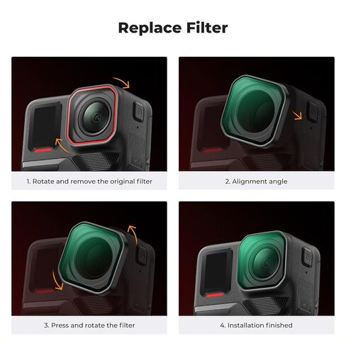 K & F مفهوم ترقية المسمار على مجموعة مرشح ND/PL متوافقة مع Insta360 Ace Pro 2 ، ND8/PL+ND16/PL+ND32/PL+ND64/PL ، إكسسوارات كاميرا الاستقطاب الكثافة المحايدة ، الزجاج البصري HD Multi-Coated in Saudi Arabia