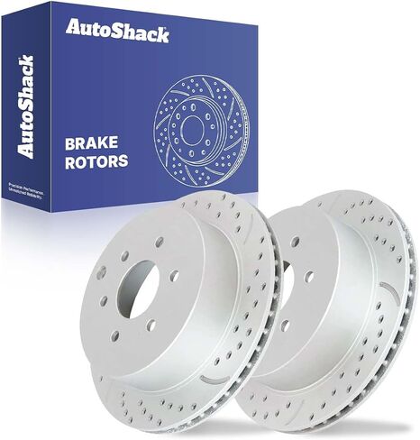 AutoShack Black Hat Drilled and Slotted Brake Rotors Rear Brake Rotor Replacement Kit for 2005-2015 Nissan Xterra 2005-2024 Frontier 2009-2012 Suzuki Equator 2.5L 3.8L 4.0L V6 4WD RWD PR41412LR in Kuwait