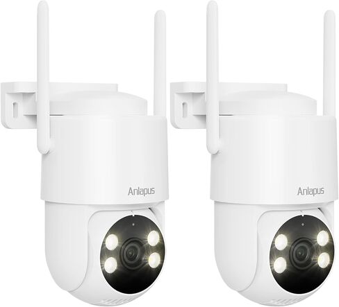 Anlapus C281 3MP 2K Security WiFi Camera Outdoor, 360° Pan/Tilt Wired Security Camera, AI Detection, Auto Track, Color Night Vision, 2-Way Audio, 2.4/5GHz, Light Siren Alarm, Cloud/Memory Card Storage in Kuwait