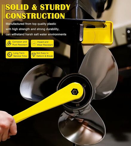 For Marine Boat Prop 1-1/16" Polymer Propeller Wrench 91-859046Q4 & PMPS-1-DP Prop Stop Block - Works for Mercury Mercruiser Alpha, Fits all Outboard & Stern Drive Applications, (Light-Weight, Yellow) in Saudi Arabia