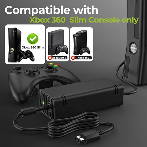 AC Adapter for Xbox 360 Console,203W Power Supply Brick with Cord,Replacement Power Brick for Xbox 360 Console(Not Fit for Xbox 360 Slim/Xbox 360 E Console) in Kuwait