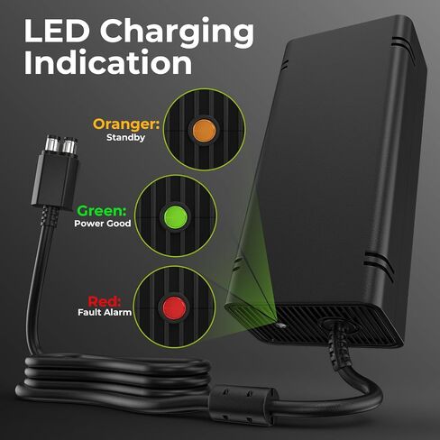 AC Adapter for Xbox 360 Console,203W Power Supply Brick with Cord,Replacement Power Brick for Xbox 360 Console(Not Fit for Xbox 360 Slim/Xbox 360 E Console) in Kuwait