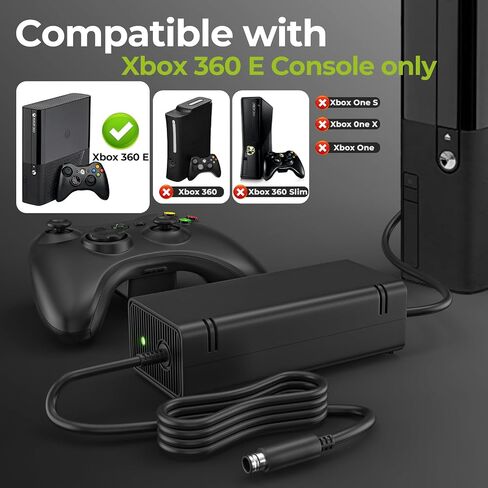 AC Adapter for Xbox 360 Console,203W Power Supply Brick with Cord,Replacement Power Brick for Xbox 360 Console(Not Fit for Xbox 360 Slim/Xbox 360 E Console) in Kuwait