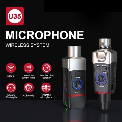 Xvive U35 Wireless Microphone System with 5.8GHz XLR Transmitter and Receiver for Dynamic Microphone in Saudi Arabia