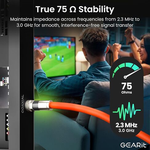 GEARit Coaxial Cable for Direct Burial (100ft) RG6 70 Ohm RF Rubber Boot Waterproof Underground in-Wall with Rubber Boot, High-Speed Internet, Broadband, Digital TV Aerial, Satellite Cable 100 Feet in Saudi Arabia