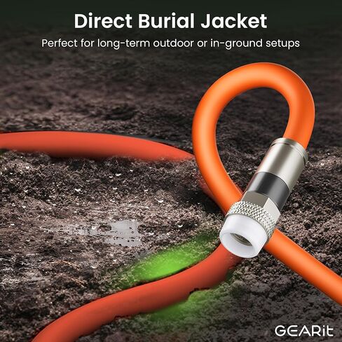 GEARit Coaxial Cable for Direct Burial (100ft) RG6 70 Ohm RF Rubber Boot Waterproof Underground in-Wall with Rubber Boot, High-Speed Internet, Broadband, Digital TV Aerial, Satellite Cable 100 Feet in Saudi Arabia