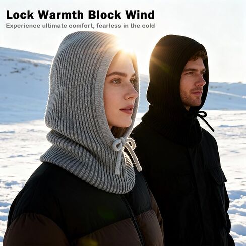 Winter Balaclava Hat for Men Women,Windproof Blend Hooded Scarf Hat Warm Fleece Lined Neck Gaiter Beanie Cap for Cold Weather in Saudi Arabia