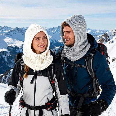 Winter Balaclava Hat for Men Women,Windproof Blend Hooded Scarf Hat Warm Fleece Lined Neck Gaiter Beanie Cap for Cold Weather in Saudi Arabia