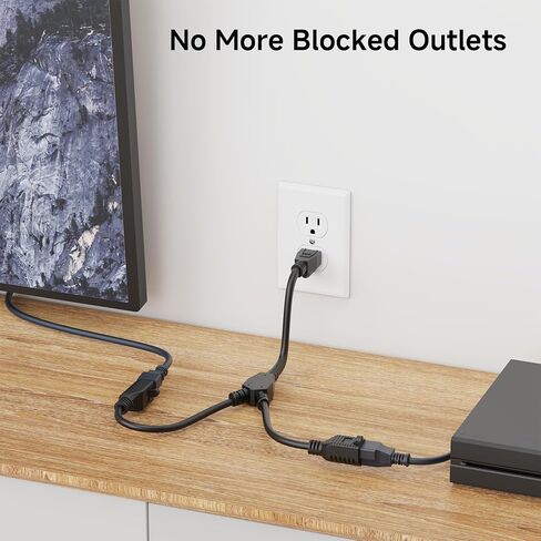 Cable Matters 2-Pack 4 Outlet Power Splitter Cord - 1.5ft, NEMA 5-15P to NEMA 5-15R Y Power Cord Splitter, 16 AWG Outlet Saver, 4 Way ExtensionCord, 1.5 Feet in Saudi Arabia