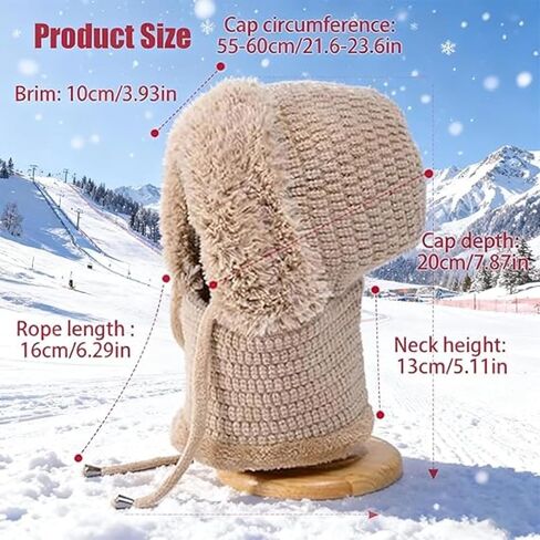 3 in 1 Beanie Hat with Scarf and Mask, 3 in 1 Beanie Hat for Women, Winter Windproof Balaclava Knitted Hat in Saudi Arabia
