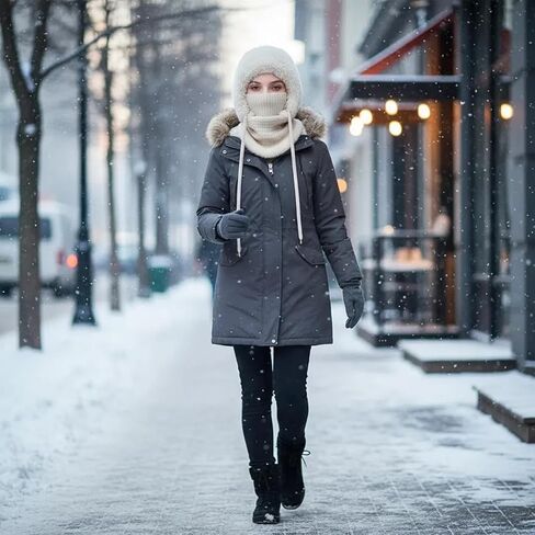 3 in 1 Beanie Hat with Scarf and Mask, 3 in 1 Beanie Hat for Women, Winter Windproof Balaclava Knitted Hat in Saudi Arabia