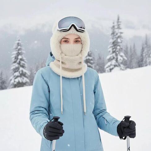 3 in 1 Beanie Hat with Scarf and Mask, 3 in 1 Beanie Hat for Women, Winter Windproof Balaclava Knitted Hat in Saudi Arabia