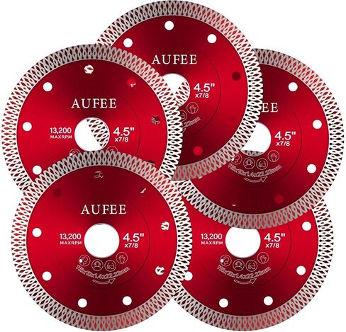 5 Pcs Diamond Saw Blades, 4-1/2'' Tile Cutting Blades for Angle Grinder, Glass Cutting Disc Grinder Blades for Cutting Porcelain Ceramic Granite Marble (Red) in Kuwait