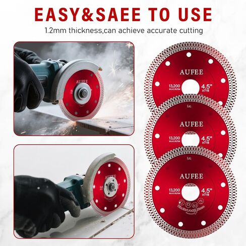 5 Pcs Diamond Saw Blades, 4-1/2'' Tile Cutting Blades for Angle Grinder, Glass Cutting Disc Grinder Blades for Cutting Porcelain Ceramic Granite Marble (Red) in Kuwait