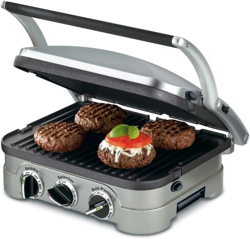 Cuisinart 5-in-1 شبكات الفولاذ المقاوم للصدأ ، Panini Press ، Maker Sandwich & More ، Gr-4nnas in Kuwait