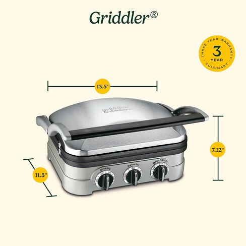 Cuisinart 5-in-1 شبكات الفولاذ المقاوم للصدأ ، Panini Press ، Maker Sandwich & More ، Gr-4nnas in Kuwait