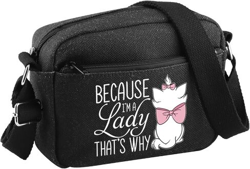 BDPWSS Cat Lover Crossbody Bag Because I'M A Lady That's Why Marie Ladies Gift Magic Kingdom Gift Cat Movie Merchandise in Saudi Arabia