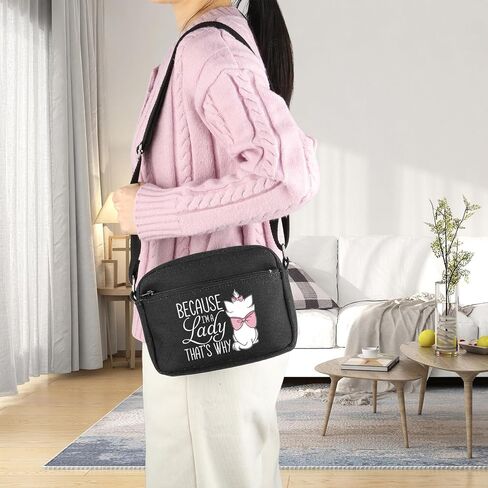 BDPWSS Cat Lover Crossbody Bag Because I'M A Lady That's Why Marie Ladies Gift Magic Kingdom Gift Cat Movie Merchandise in Saudi Arabia