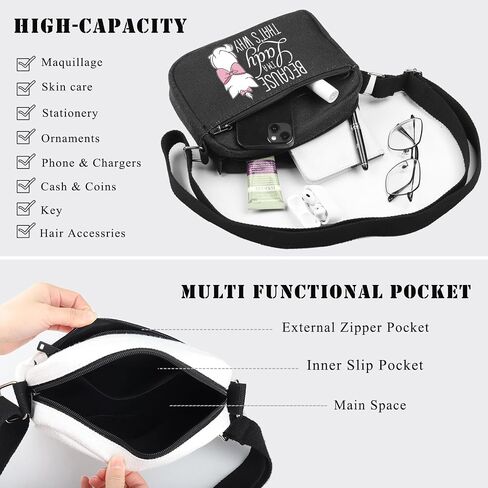 BDPWSS Cat Lover Crossbody Bag Because I'M A Lady That's Why Marie Ladies Gift Magic Kingdom Gift Cat Movie Merchandise in Saudi Arabia