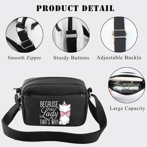 BDPWSS Cat Lover Crossbody Bag Because I'M A Lady That's Why Marie Ladies Gift Magic Kingdom Gift Cat Movie Merchandise in Saudi Arabia